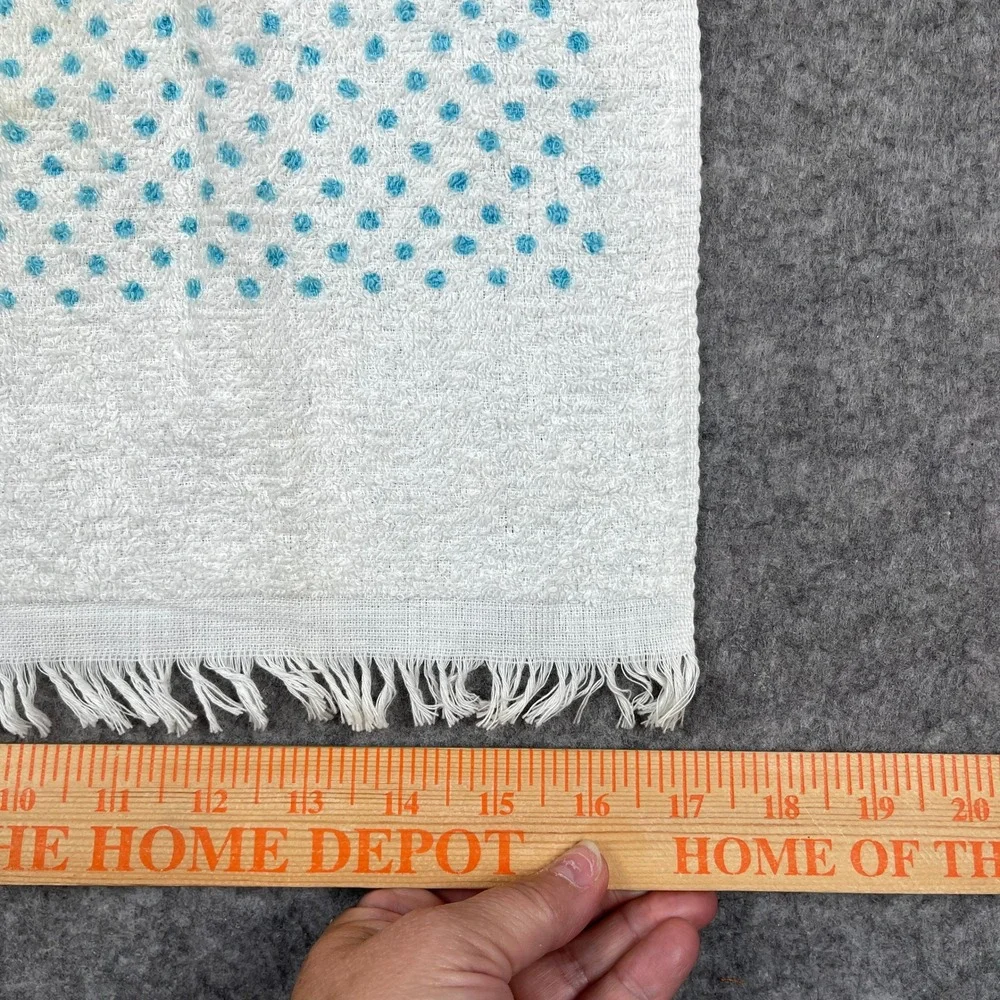 Vintage Town House Kitchen Terry Towel Blue Grapes Polka Dot Fringed 50s MCM USA